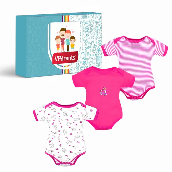 Set_of_3_Half_Sleeves_Baby_Romper_Body_Suits_Jump_Suit_for_Boys_and_Girls_-pink