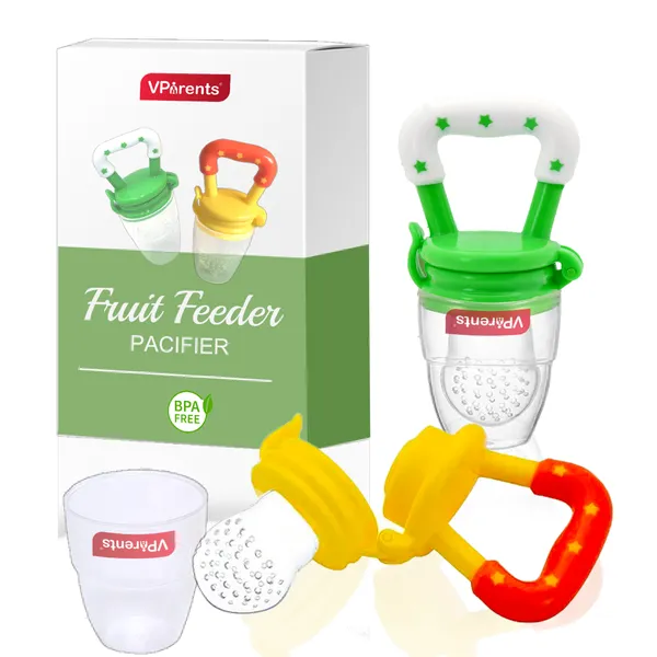 VParents_Silicone_Food/Fruit_Nibbler_with_Extra_Mesh,_Soft_Pacifier/Feeder,_Teether_for_Infant_Baby,_Infant,_Joystar,BPA_Free_-Assorted_Colour_-_Pack_of_1_(2)