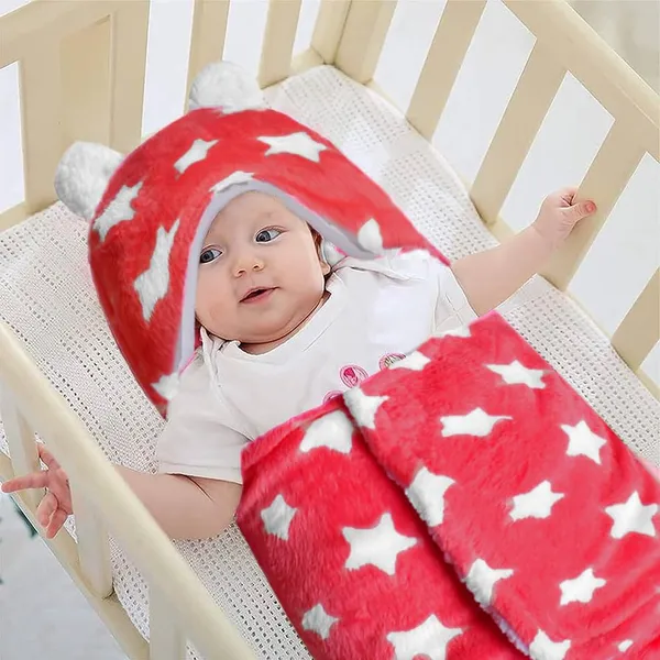 VParents__3-in-1_Soft_Hooded_Baby_Blanket_Wrapper_-0-6_Months_Swaddle_for_New_Born_Sleeping_Bag_Gift__Bath_Towel_Bath_Robe_Pack_of_2_Combo_-_Gray_and_Red