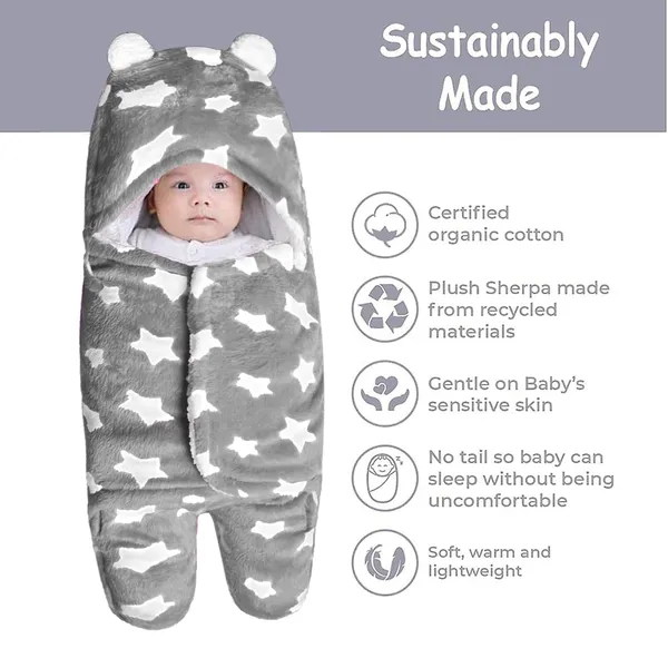VParents__3-in-1_Soft_Hooded_Baby_Blanket_Wrapper_-0-6_Months_Swaddle_for_New_Born_Sleeping_Bag_Gift__Bath_Towel_Bath_Robe_Pack_of_2_Combo_-_Gray_and_Red