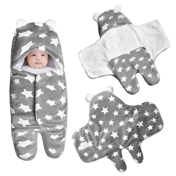 VParents__3-in-1_Soft_Hooded_Baby_Blanket_Wrapper_-0-6_Months_Swaddle_for_New_Born_Sleeping_Bag_Gift__Bath_Towel_Bath_Robe_Pack_of_2_Combo_-_Gray_and_Red