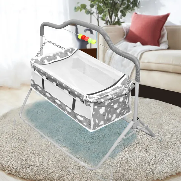 VParents_Bunnyi_New_Born_Baby_Crib_Bassinet_cot_Swing_Cradle�Jhula_Palna_(Grey)