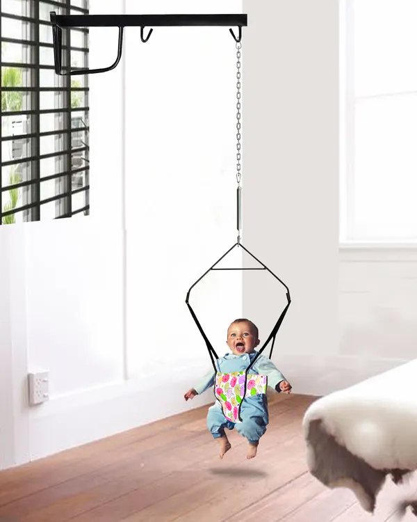 Vparents_2_in_1_Baby_toddler_Jumper_with_window_hanging_metal_stand_Cum_Baby_Walking_Harness_Function,_Fun_Activity_for_6-12_Months_Baby_Infant_(Pink)