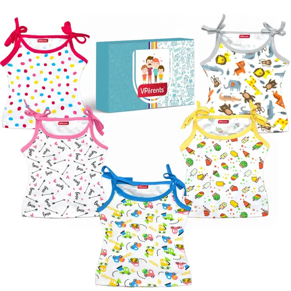 Vparents_Cotton_New_Born_Baby_Boy's_&_Baby_Girls_Jabla_-Multicolour_-_Pack_Of_5_Assorted_Design_(0-3_Months)