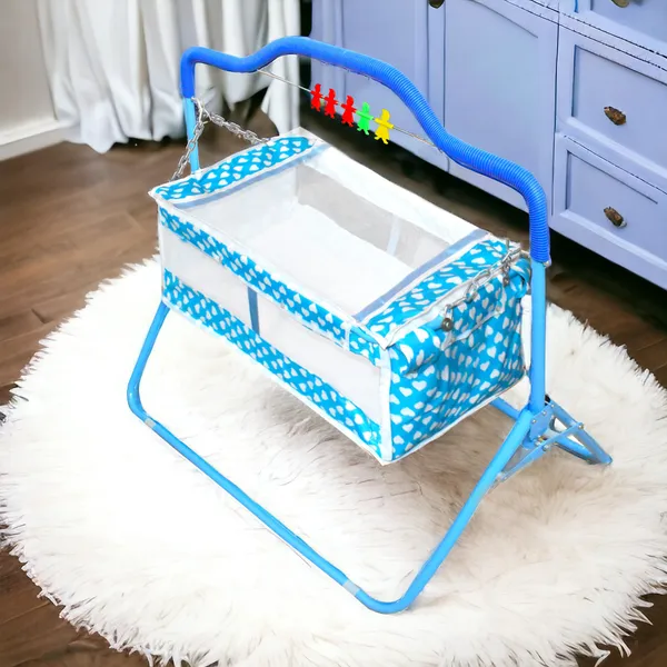 Vparents_New_Born_Baby_Crib_Bassinet_Cot_Swing_Cradlejhula_Palna_-_Rosy_(Blue)