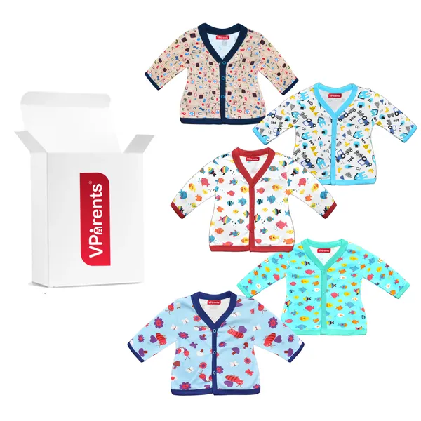 Vparents_Full_Sleeves_Cotton_New_Born_Baby_Boy's_&_Baby_Girls_Jabla_-Multicolour_-_Pack_Of_5_Assorted_Design_(0-3_Months)