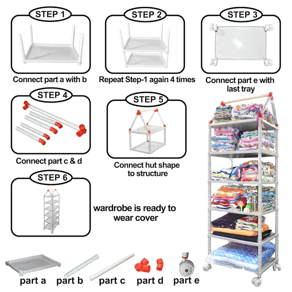 Vparents_Baby_Wardrobe_Plastic_Multipurpose_6_Shelve,_Foldable,_Sturdy_Material_With_Dry_Sheet_2_Pcs_(Preemiee)