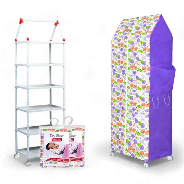 Vparents_Baby_Wardrobe_Plastic_Multipurpose_6_Shelve,_Foldable,_Sturdy_Material_With_Dry_Sheet_2_Pcs_(Chunky)