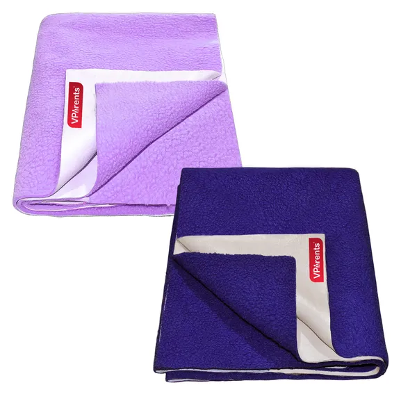 Vparents_Chubby_Cheeks_Water_Proof_Baby_Bed_Protector_Reusable_Dry_Sheet_(Purple_And_Navy_Blue)_(Medium)_(70_X_100)_Pack_Of_2