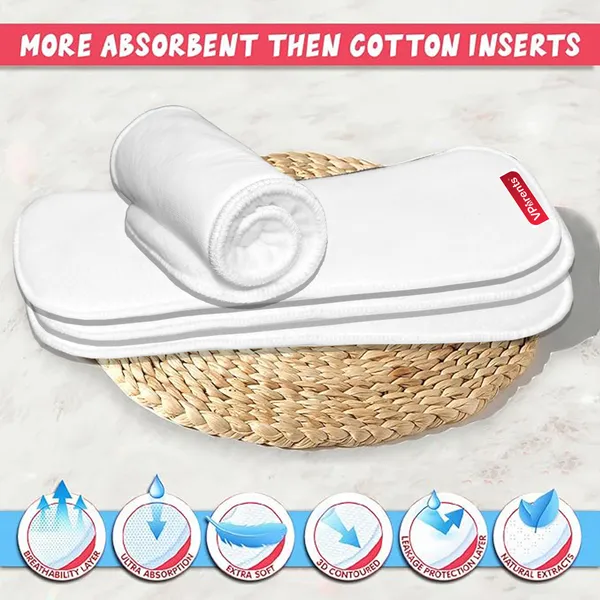 Vparents_Cloth_Diaper_Inserts_For_Cloth_Diaper_High_Absorbent_6_Layer_Washable_Reusable_Wet_Free_Booster_Pads_Smart_Dry_Feel_Soaker_Pad_Baby_Diaper_Liners,_Pack_Of_4