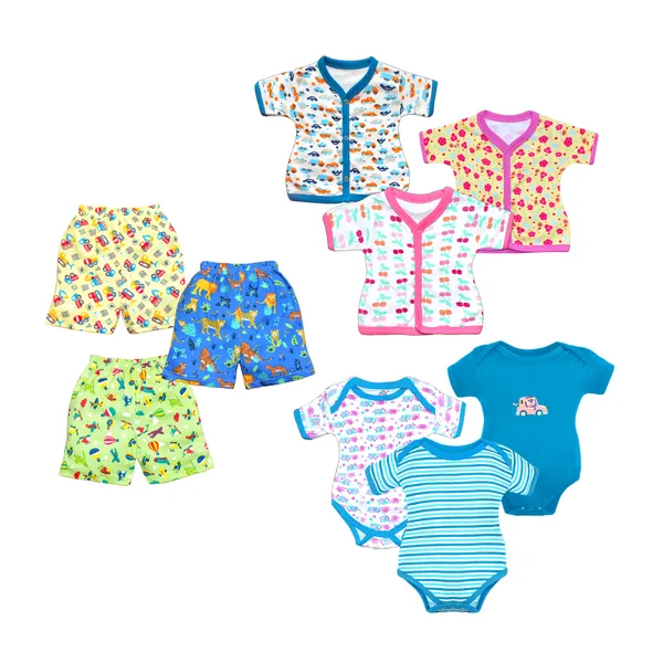 Pack_Of_9_Half_Sleeves_Cotton_New_Born_Baby_Boy's_&_Baby_Girls_Jabla_&_Shorts