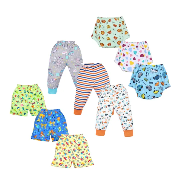 Vparents_Cotton_New_Born_Baby_Boy's_&_Baby_Girls_Bottomwear_-_Multicolor_-_Pack_Of_9_Assorted_Design