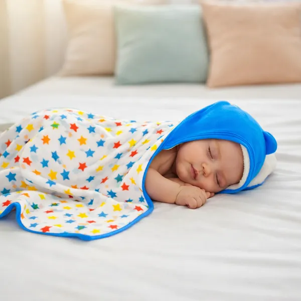 Vparents_Cotton_New_Born_Baby_Hooded_Wrapper_Blanket,_Double_Layer_0-12_Months_Deo