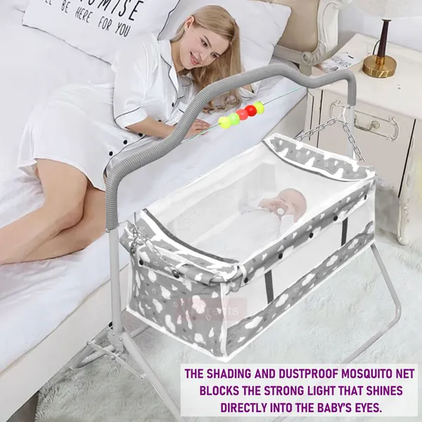 VParents_Bunnyi_New_Born_Baby_Crib_Bassinet_cot_Swing_Cradle�Jhula_Palna_(Grey)