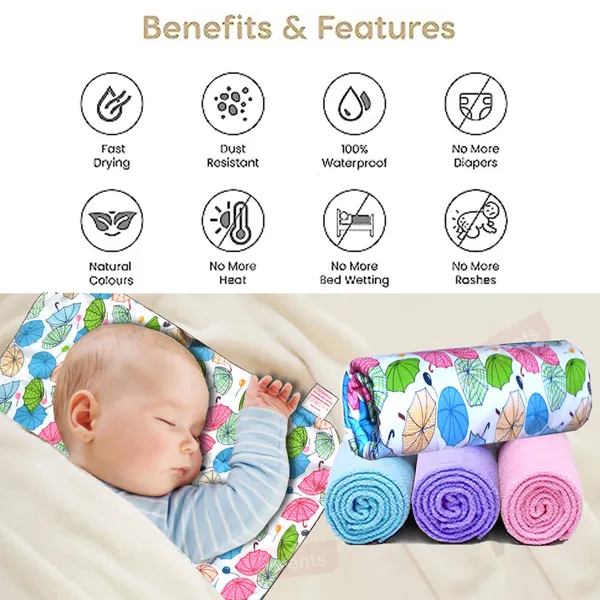 Â _Diaper_Changing_Mat_Sleeping_mats_Water_Proof_Bed_Protector_with_one_side_fabric_New_Born_Baby_(65cm_x_45_cm)_(0-6_Months)_Pink