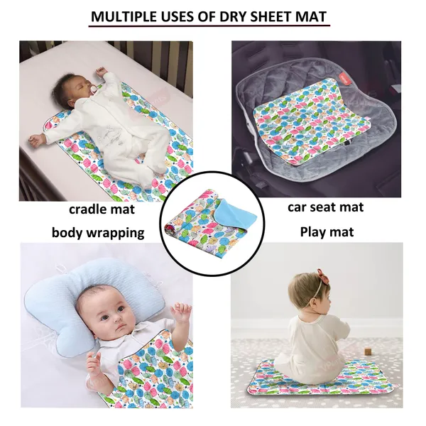Â _Diaper_Changing_Mat_Sleeping_mats_Water_Proof_Bed_Protector_with_one_side_fabric_New_Born_Baby_(65cm_x_45_cm)_(0-6_Months)_Pink