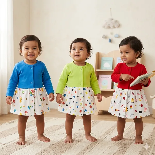 VParents_Cotton_Knee-Length_Full_Sleeves_Girls_Frock_pack_of_3