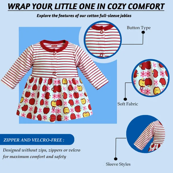 VParents_Cotton_Knee-Length_Full_Sleeves_Girls_Frock_pack_of_3