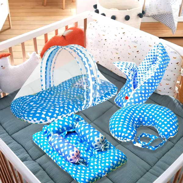 Rosy_Baby_4_Piece_Bedding_Set_with_Pillow_and_Bolsters_Sleeping_Bag_and_Bedding_Set_and_Feeding_Pillow_Combo_(Blue)
