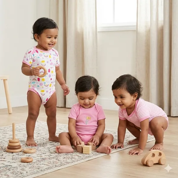 Set_of_3_Half_Sleeves_Baby_Romper_Body_Suits_Jump_Suit_for_Boys_and_Girls_(9-12_months)-_Light_Pink