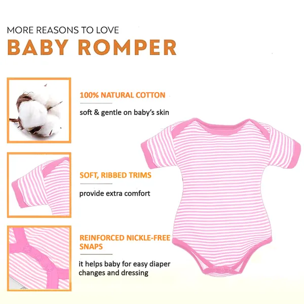 Set_of_3_Half_Sleeves_Baby_Romper_Body_Suits_Jump_Suit_for_Boys_and_Girls_(9-12_months)-_Light_Pink