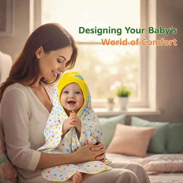 Vparents_Cotton_New_Born_Baby_Hooded_Wrapper_Blanket,_Double_Layer_0-12_Months_Deo