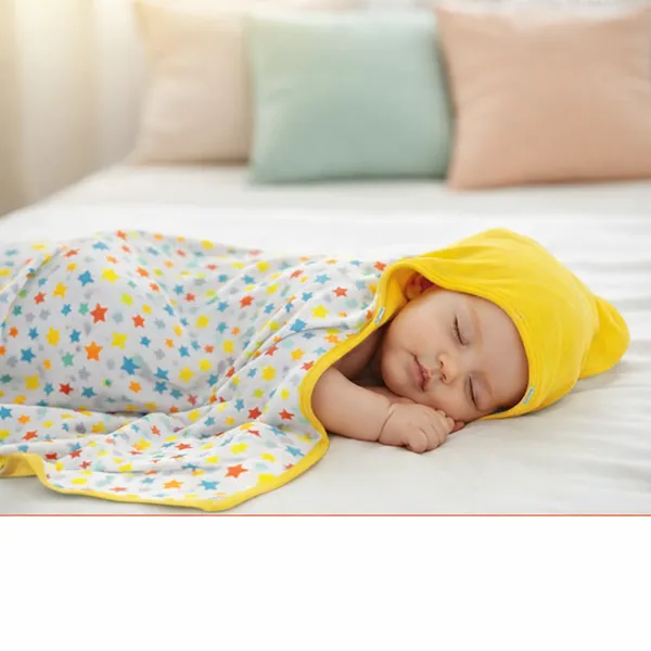 Vparents_Cotton_New_Born_Baby_Hooded_Wrapper_Blanket,_Double_Layer_0-12_Months_Deo