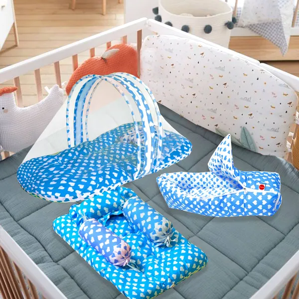 Rosy_Baby_4_Piece_Bedding_Set_with_Pillow_and_Bolsters_Sleeping_Bag_and_Bedding_Set_Combo_(Blue)