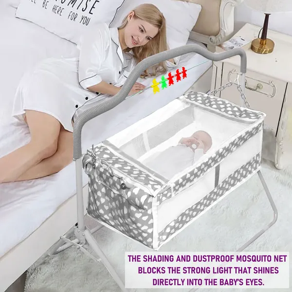Vparents_New_Born_Baby_Crib_Bassinet_Cot_Swing_Cradlejhula_Palna_-_Rosy_(Grey)