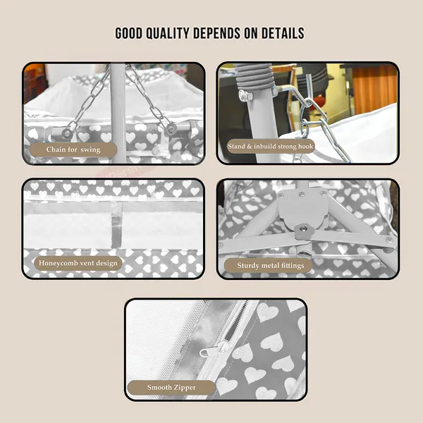 Vparents_New_Born_Baby_Crib_Bassinet_Cot_Swing_Cradlejhula_Palna_-_Rosy_(Grey)