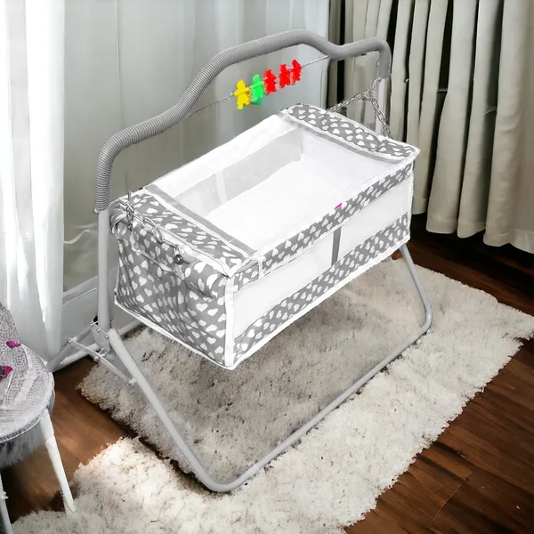 Vparents_New_Born_Baby_Crib_Bassinet_Cot_Swing_Cradlejhula_Palna_-_Rosy_(Grey)