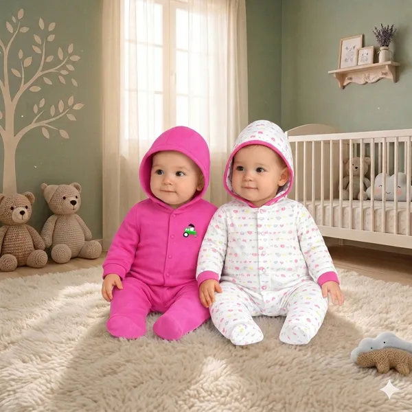 Zoey_Newborn_Baby_Boy's_and_Baby_Girl's_Cotton_Striped_Hooded_Full_Sleeve_Footies_Sleepsuit_Rompers_(Pink)_-_Pack_of_2