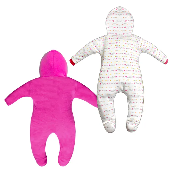 Zoey_Newborn_Baby_Boy's_and_Baby_Girl's_Cotton_Striped_Hooded_Full_Sleeve_Footies_Sleepsuit_Rompers_(Pink)_-_Pack_of_2