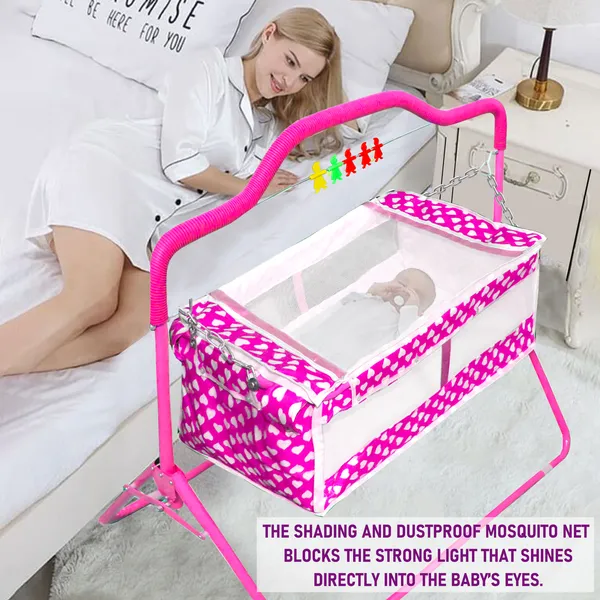 Vparents_New_Born_Baby_Crib_Bassinet_Cot_Swing_Cradlejhula_Palna_-_Rosy_(Pink)