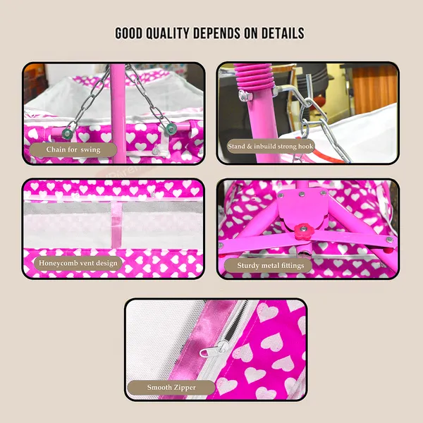 Vparents_New_Born_Baby_Crib_Bassinet_Cot_Swing_Cradlejhula_Palna_-_Rosy_(Pink)