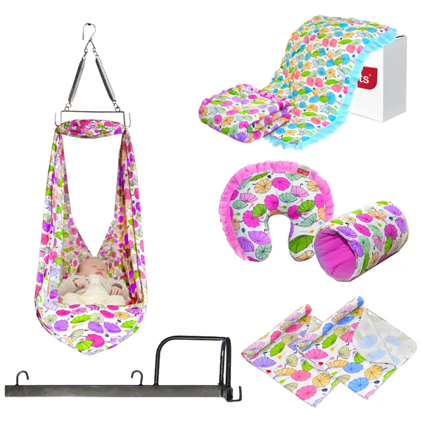 Chunky_Baby_Swing_Cradle_with_Metal_Window_Hanger_dry_sheet _combo_pack_of_9_(Pink)
