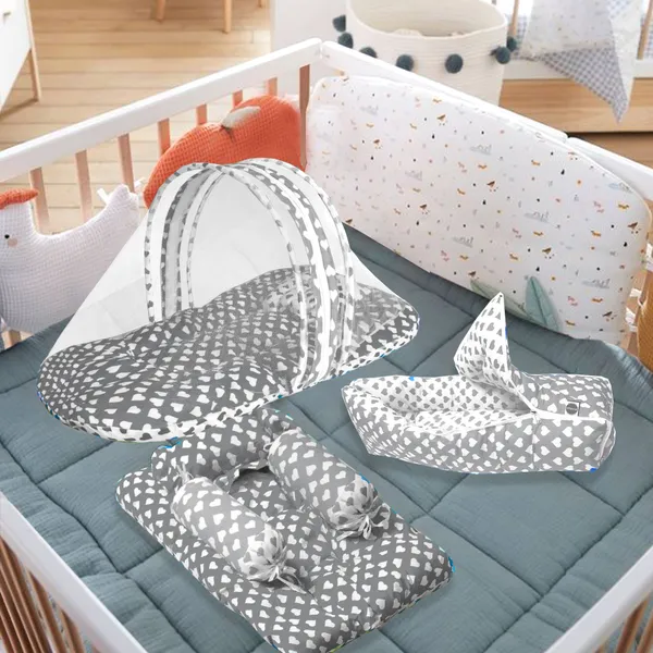 Rosy_Baby_4_Piece_Bedding_Set_with_Pillow_and_Bolsters_Sleeping_Bag_and_Bedding_Set_Combo(Pink)