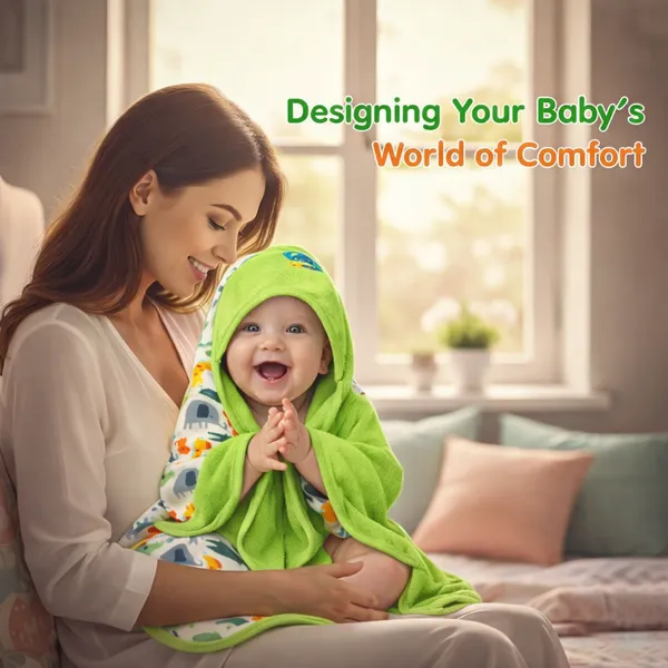 Vparents_Cotton_New_Born_Baby_Hooded_Wrapper_Blanket,_Double_Layer_0-12_Months_Deo