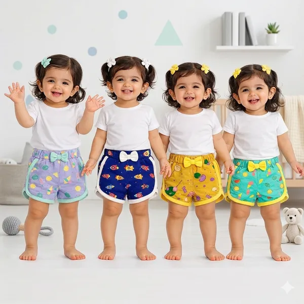 VParents_cotton_Girls_baby_Shorts_for_infant_and_toddler_Printed_Set_of_4_-_Multi-Coloured_-Assorted_Design_