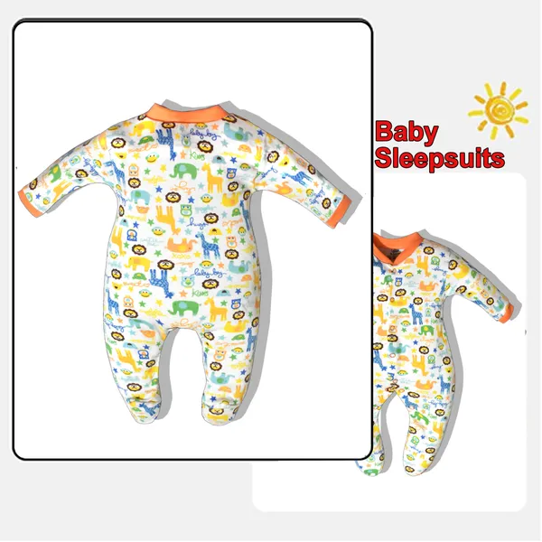 Full_Length_Printed_Baby_Footies_Sleepsuit_Romper_Pack_of_3-(Orange)