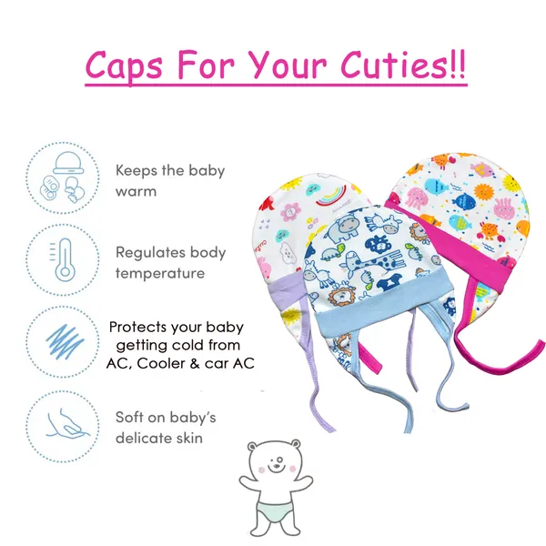 Vparents_Cotton_Cap_For_New_Born_Baby_Baby_Boy&Girl_(6-12_Months)-Pack_Of_2_Multicolor