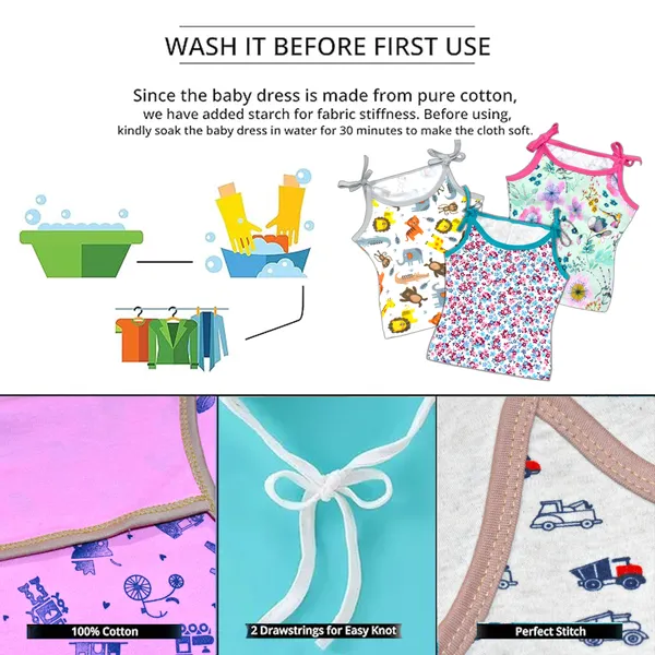 Vparents_Cotton_New_Born_Baby_Boy's_&_Baby_Girls_Jabla_-Multicolour_-_Pack_Of_4_(0-3_Months)