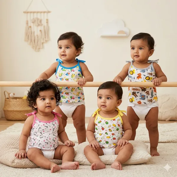 Vparents_Cotton_New_Born_Baby_Boy's_&_Baby_Girls_Jabla_-Multicolour_-_Pack_Of_4_(0-3_Months)