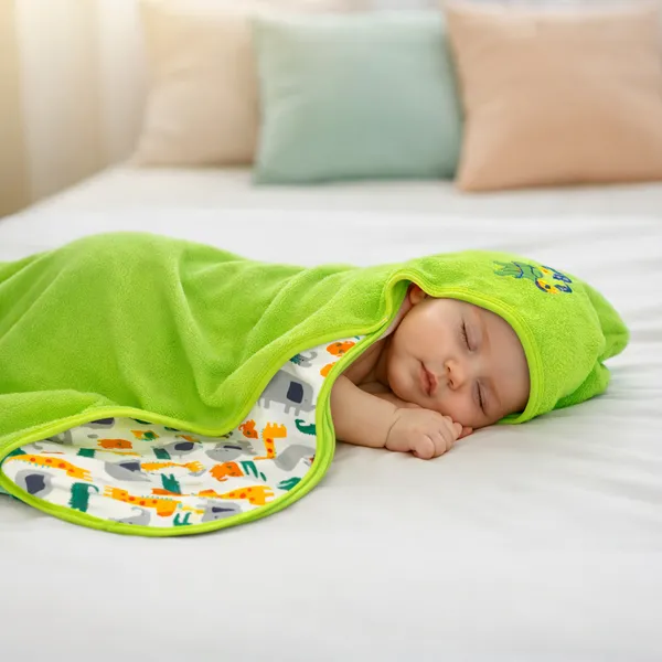 Vparents_Cotton_New_Born_Baby_Hooded_Wrapper_Blanket,_Single_Layer_0-12_Months_Deo