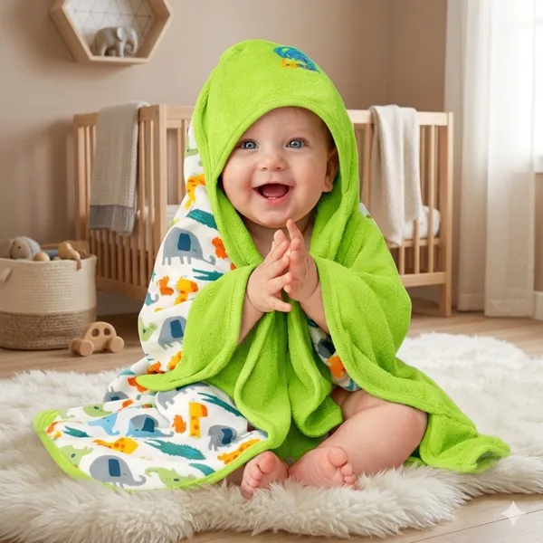 Vparents_Cotton_New_Born_Baby_Hooded_Wrapper_Blanket,_Single_Layer_0-12_Months_Deo