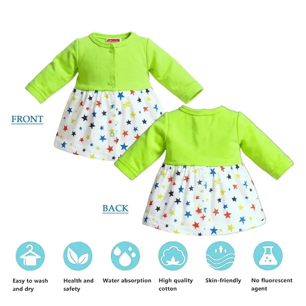 VParents_Cotton_Knee-Length_Full_Sleeves_Girls__Frock_pack_of_5