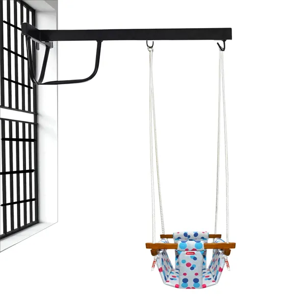 Preemiee_swing_for_Kids_Indoor_Outdoor|jhula_for_kids|Baby_Garden_Swing_with_window_Hanging_metal_rod(8_Months_to_3_Years)_(Up_to_15_kg)