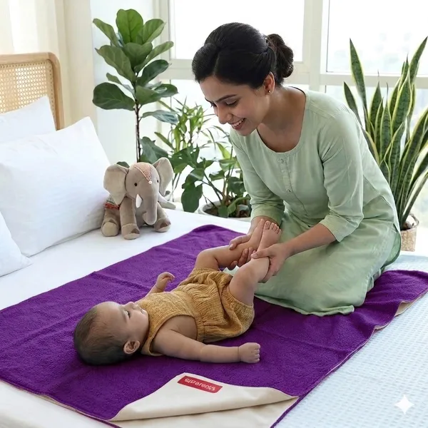 Chubby_Cheeks_Water_Proof_Baby_Bed_Protector_Reusable_Dry_Sheets_(Plum)