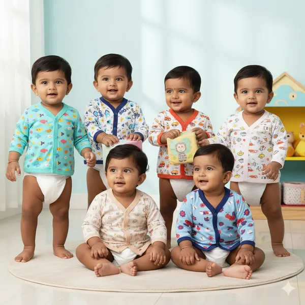 Vparents_Full_Sleeves_Cotton_New_Born_Baby_Boy's_&_Baby_Girls_Jabla_-Multicolour_-_Pack_Of_6_Assorted_Design