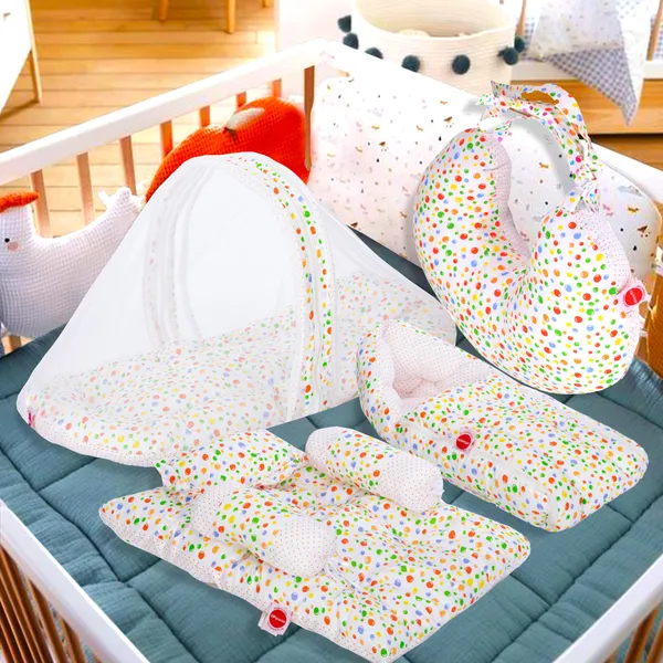 BlueBellbaby_4_Piece_Bedding_Set_with_Pillow_and_Bolsters_Sleeping_Bag_and_Bedding_Set_and_Feeding_Pillow_Combo_(Green)